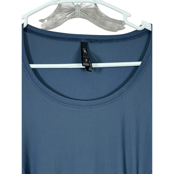 Porto SF Pleated Belted Midi Dress Lagenlook Jersey Size 2 Travel Stretch USA - Picture 6 of 13